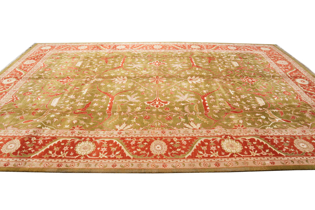 9.8 x 14.6 Quality Agra Rug Olive Green #PIX-9887