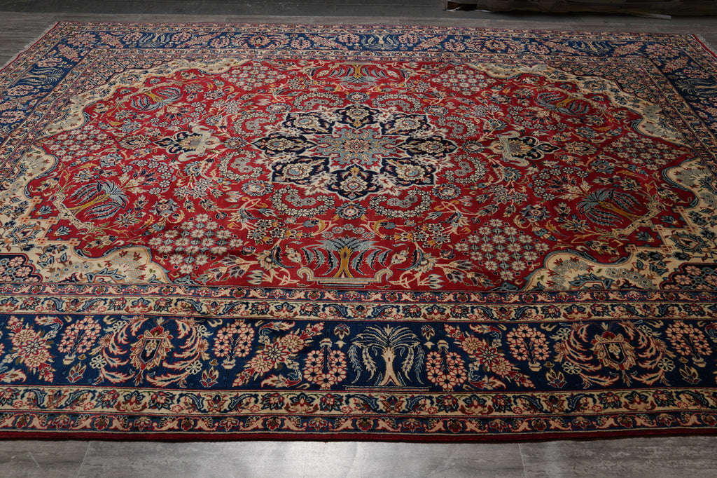11 x 14.3 Authentic Persian Esfahan Najafabad Wool Iran Rug #F-4552