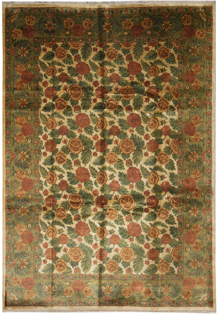 10 x 14 Floral Hand-Knotted Jaipur Rug