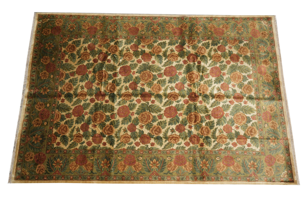 10 x 14 Floral Hand-Knotted Jaipur Rug #PIX-2293