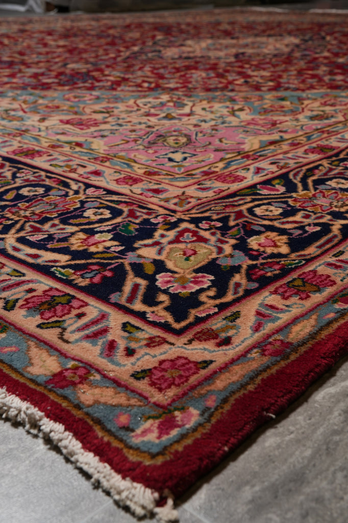 9.9 x 13.3 Authentic Persian Kerman Floral Rug 1970's Inventory Liquidation Sale #F-4553
