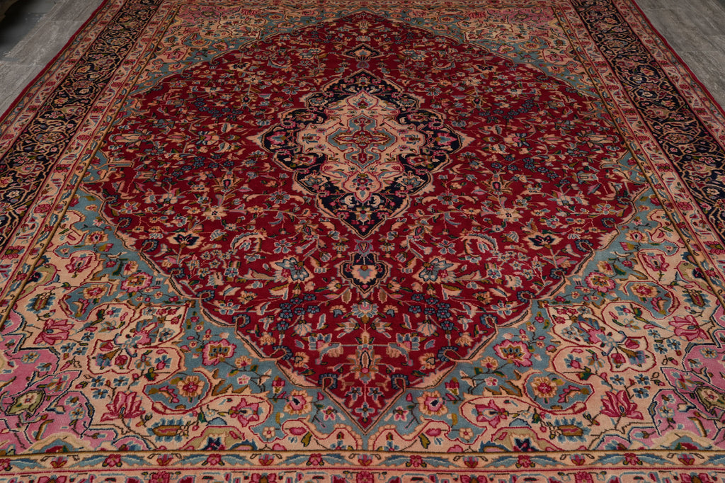 9.9 x 13.3 Authentic Persian Kerman Floral Rug 1970's Inventory Liquidation Sale #F-4553
