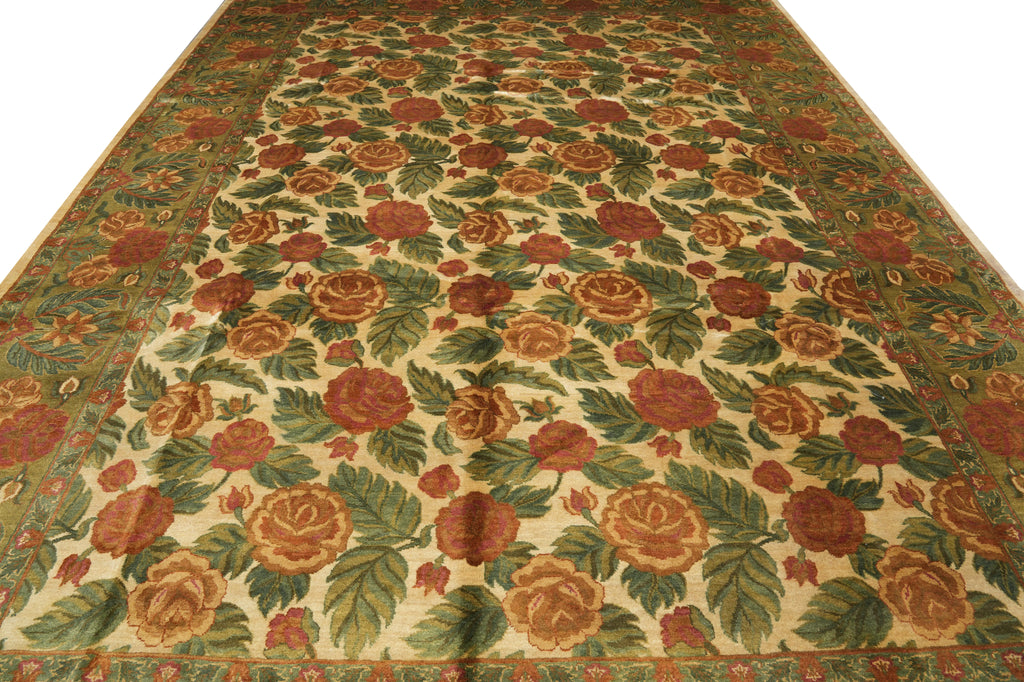 10 x 14 Floral Hand-Knotted Jaipur Rug #PIX-2293