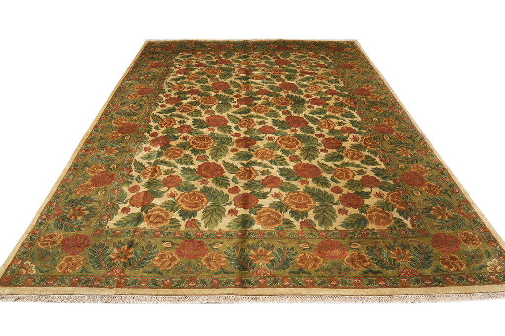 10 x 14 Floral Hand-Knotted Jaipur Rug