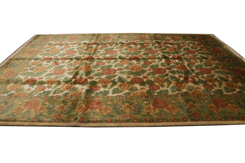 10 x 14 Floral Hand-Knotted Jaipur Rug #PIX-2293