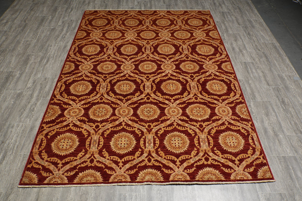 6 x 8.7 Hand-Knotted Transitional Chobi Peshawar Rug MODERN #HT-8825