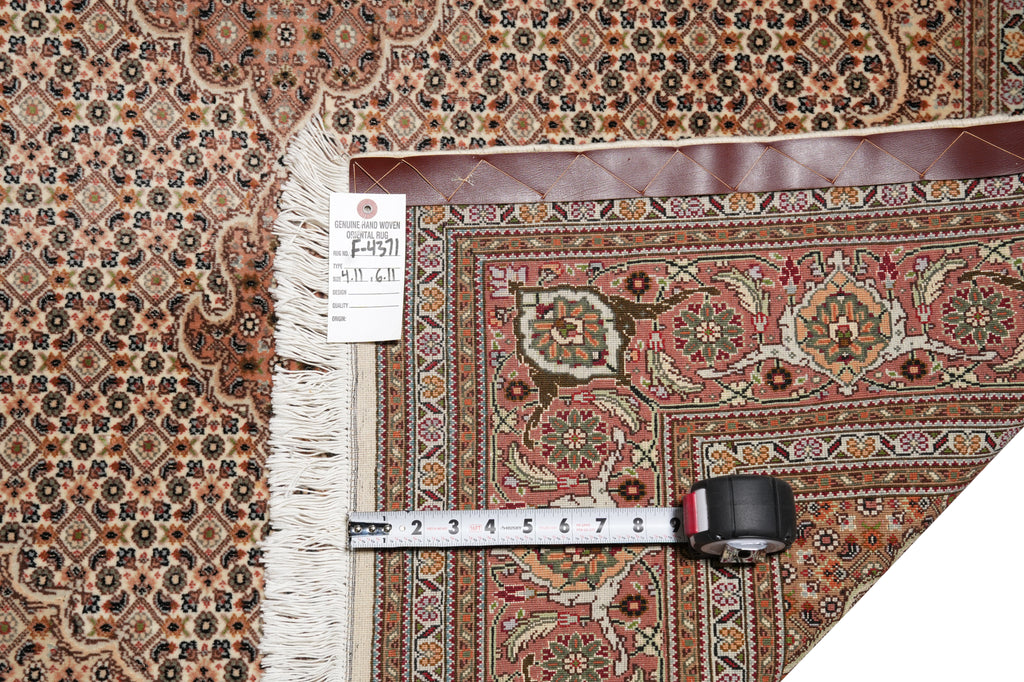 5 x7 Authentic Persian Mahi Tabriz Fine Rug Wool and Silk 400 KPSI #F-4371