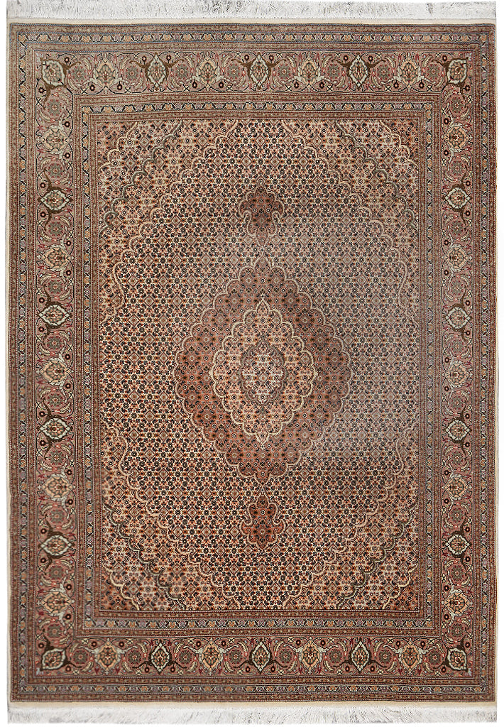 5 x7 Authentic Persian Mahi Tabriz Fine Rug Wool and Silk 400 KPSI #F-4371