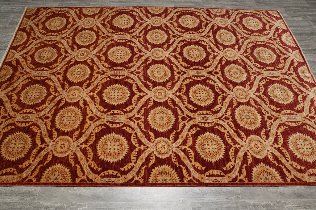 6 x 8.7 Hand-Knotted Transitional Chobi Peshawar Rug MODERN #HT-8825
