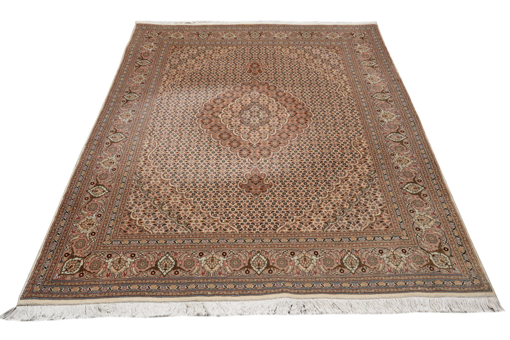 5 x7 Authentic Persian Mahi Tabriz Fine Rug Wool and Silk 400 KPSI #F-4371