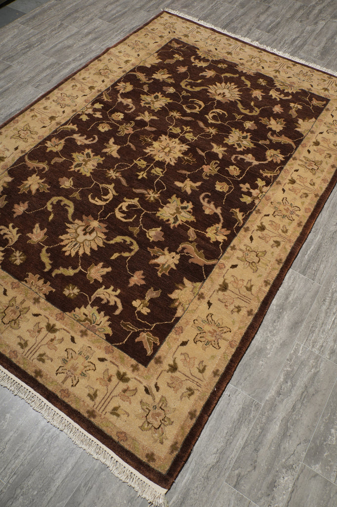 5.8 x 8.7 Dark Brown Ziegler Handmade Rug #PIX-18772