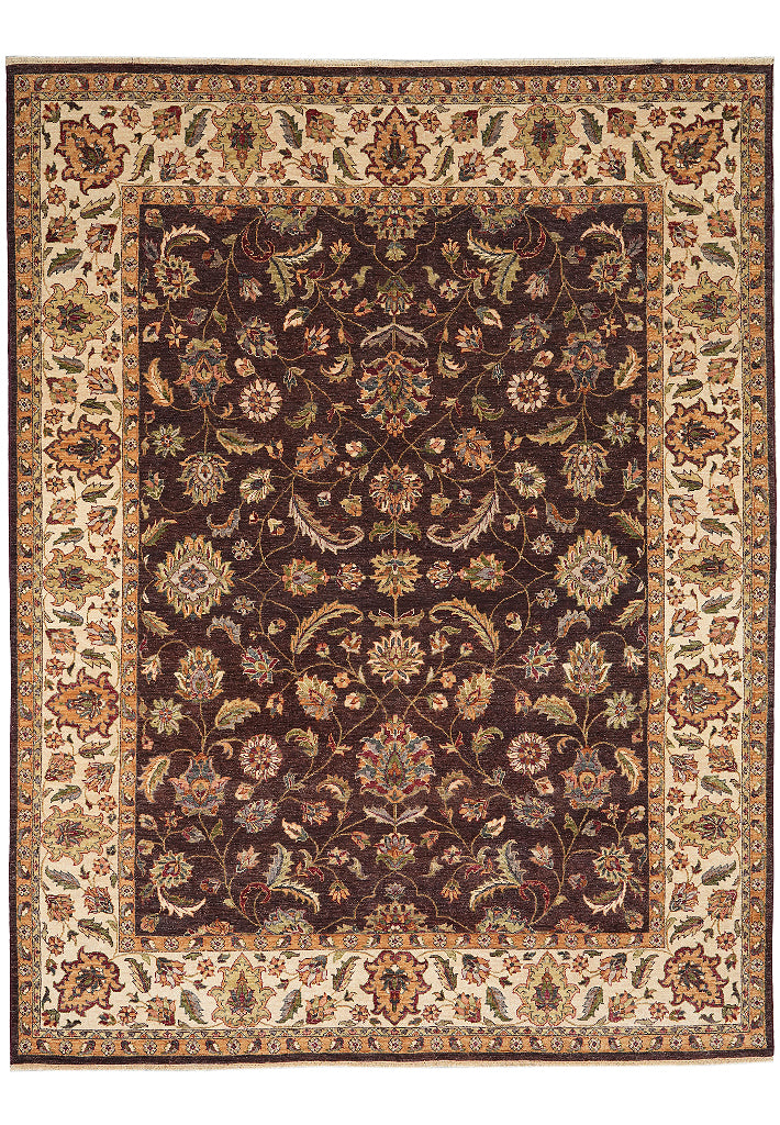 8 x 10 Chobi  Eggplant Brown Peshawar Rug