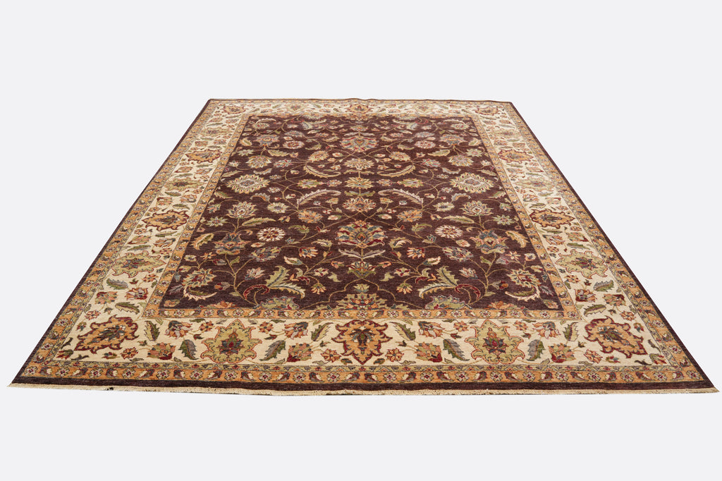 8 x 10 Chobi  Eggplant Brown Peshawar Rug