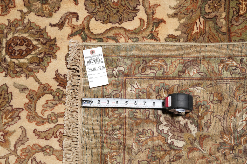 8 x 9.8  Beige Gold Handmade Jaipur Rug #PIX-3416