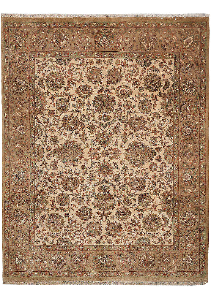 8 x 9.8  Beige Gold Handmade Jaipur Rug 