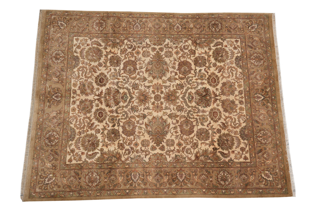 8 x 9.8  Beige Gold Handmade Jaipur Rug #PIX-3416