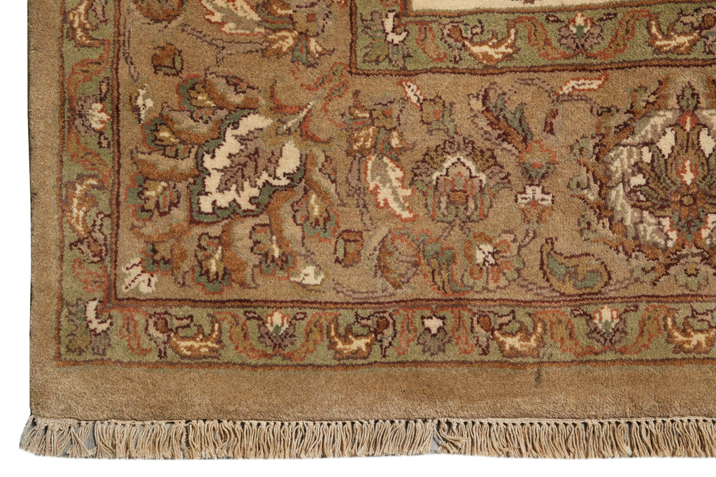 8 x 9.8  Beige Gold Handmade Jaipur Rug #PIX-3416