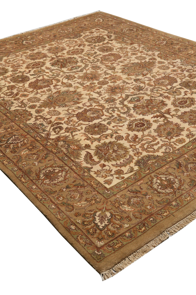 8 x 9.8  Beige Gold Handmade Jaipur Rug #PIX-3416