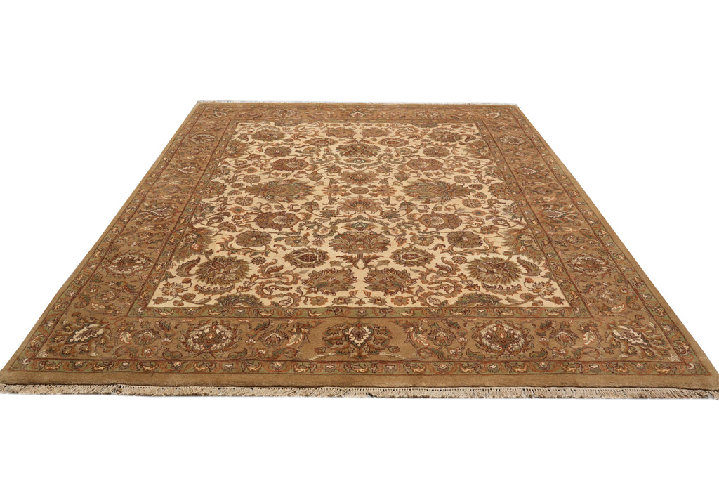 8 x 9.8  Beige Gold Handmade Jaipur Rug 