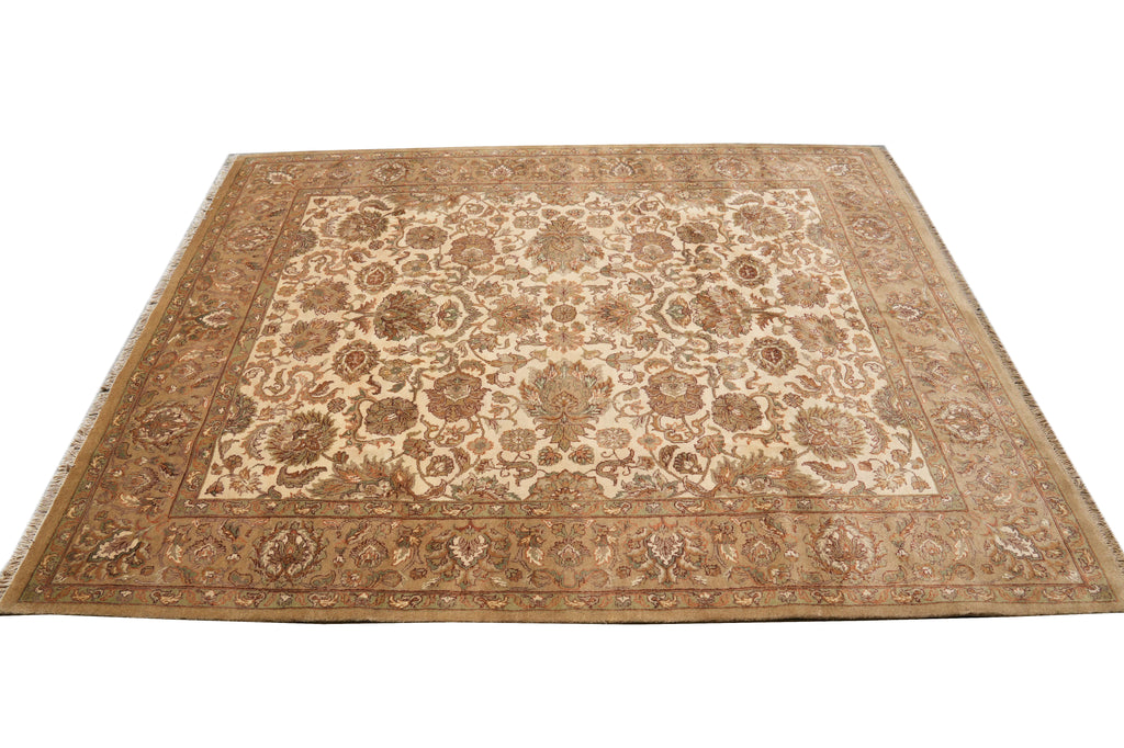 8 x 9.8  Beige Gold Handmade Jaipur Rug #PIX-3416