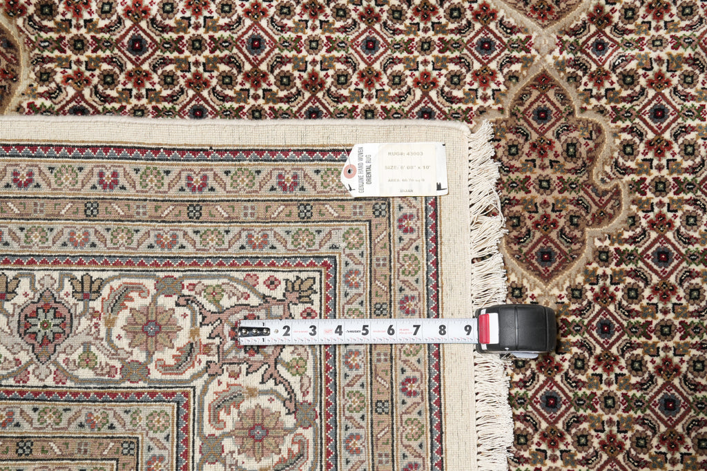 6.8 x 10 High Quality Handmade India Mahi Tabriz Wool and Silk Rug #PIX-43003