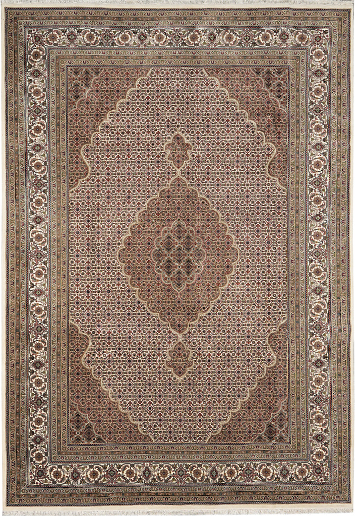 6.8 x 10 High Quality Handmade India Mahi Tabriz Wool and Silk Rug