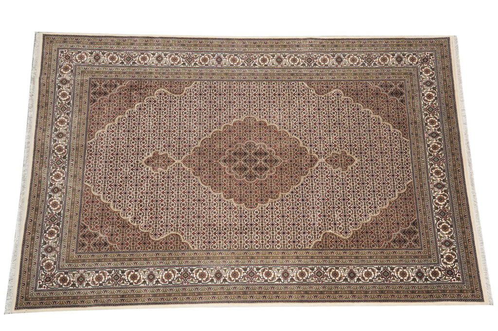 6.8 x 10 High Quality Handmade India Mahi Tabriz Wool and Silk Rug #PIX-43003