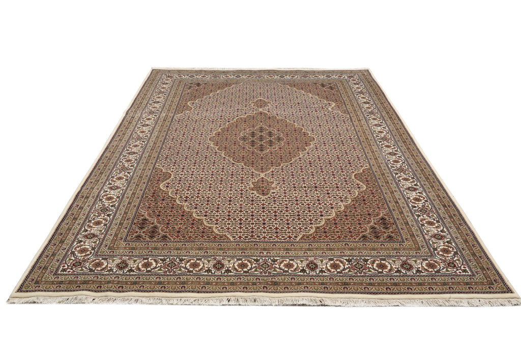 6.8 x 10 High Quality Handmade India Mahi Tabriz Wool and Silk Rug