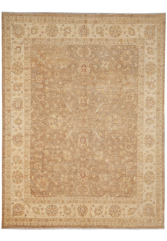 8 x 10 Brown Warm Natural Wool Chobi Peshawar Rug