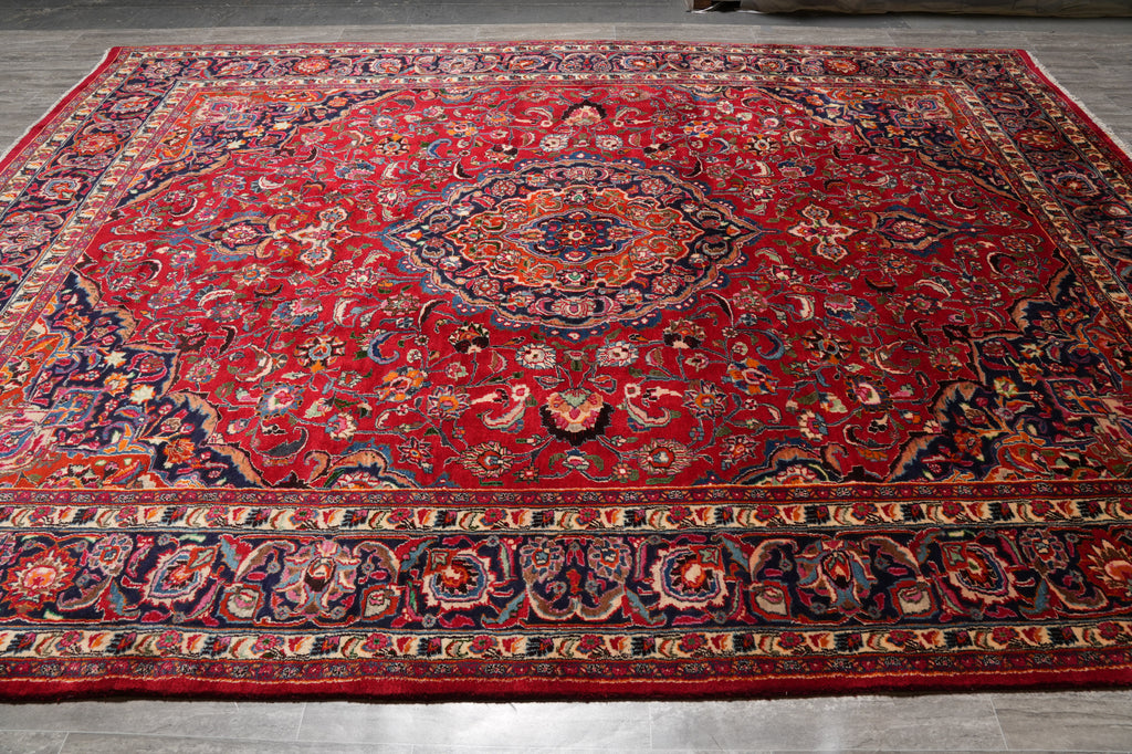 9.7 x 12.9 Authentic Persian Mashad Rug Traditional Iran Sale #F-4556