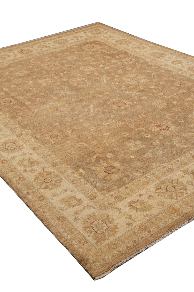 8 x 10 Brown Warm Natural Wool Chobi Peshawar Rug #PIX-20346