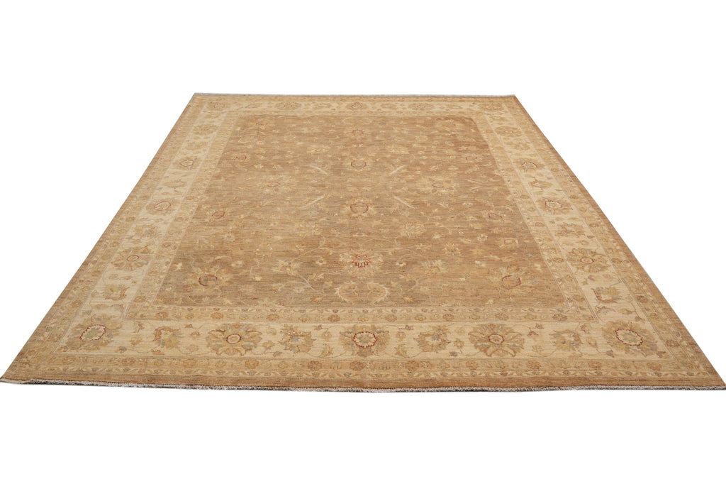 8 x 10 Brown Warm Natural Wool Chobi Peshawar Rug