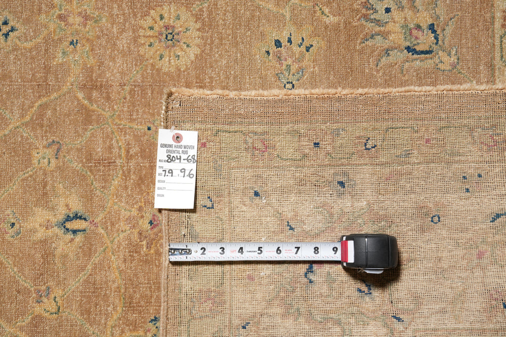 7.9 x 9.6 Peach Warm Natural Wool Chobi Peshawar Rug #PIX-804-68