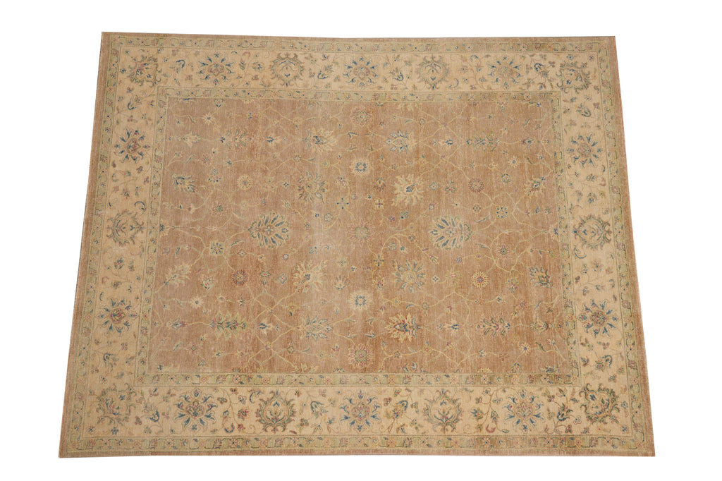 7.9 x 9.6 Peach Warm Natural Wool Chobi Peshawar Rug #PIX-804-68