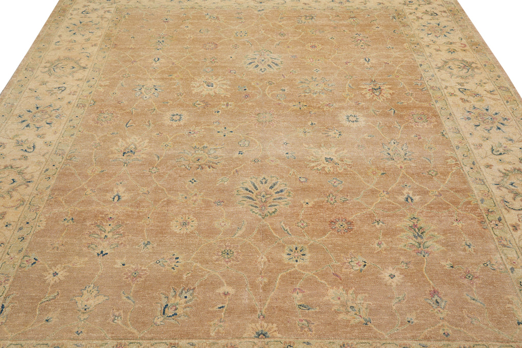 7.9 x 9.6 Peach Warm Natural Wool Chobi Peshawar Rug #PIX-804-68