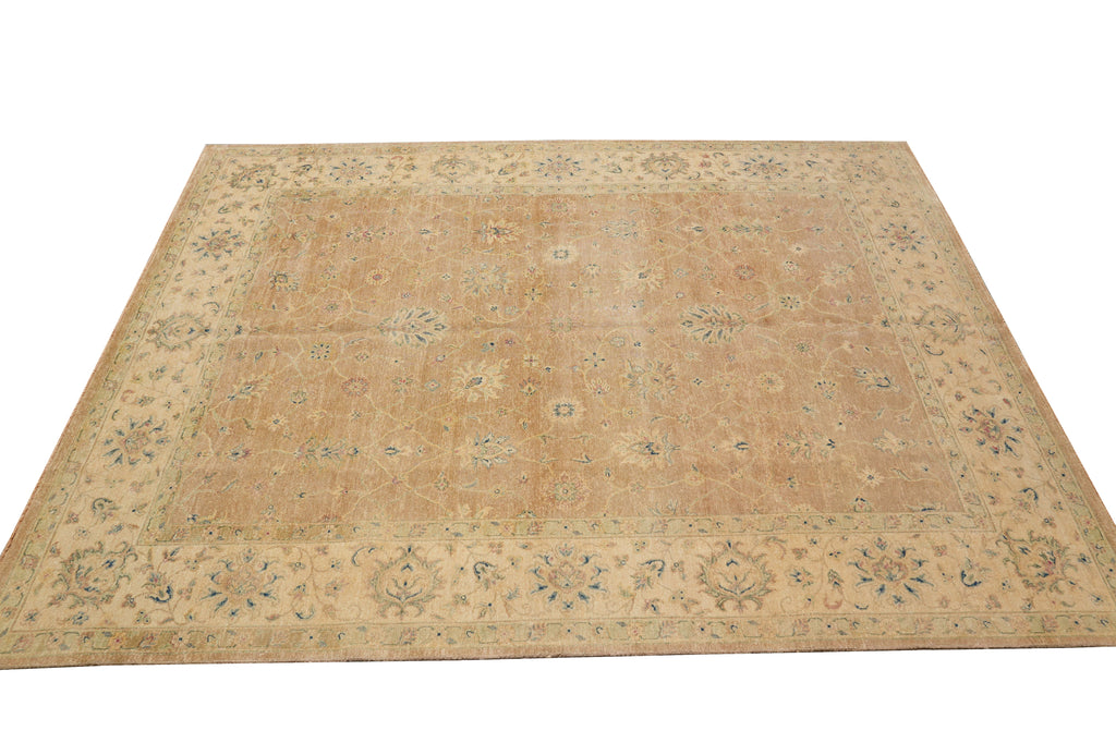 7.9 x 9.6 Peach Warm Natural Wool Chobi Peshawar Rug #PIX-804-68