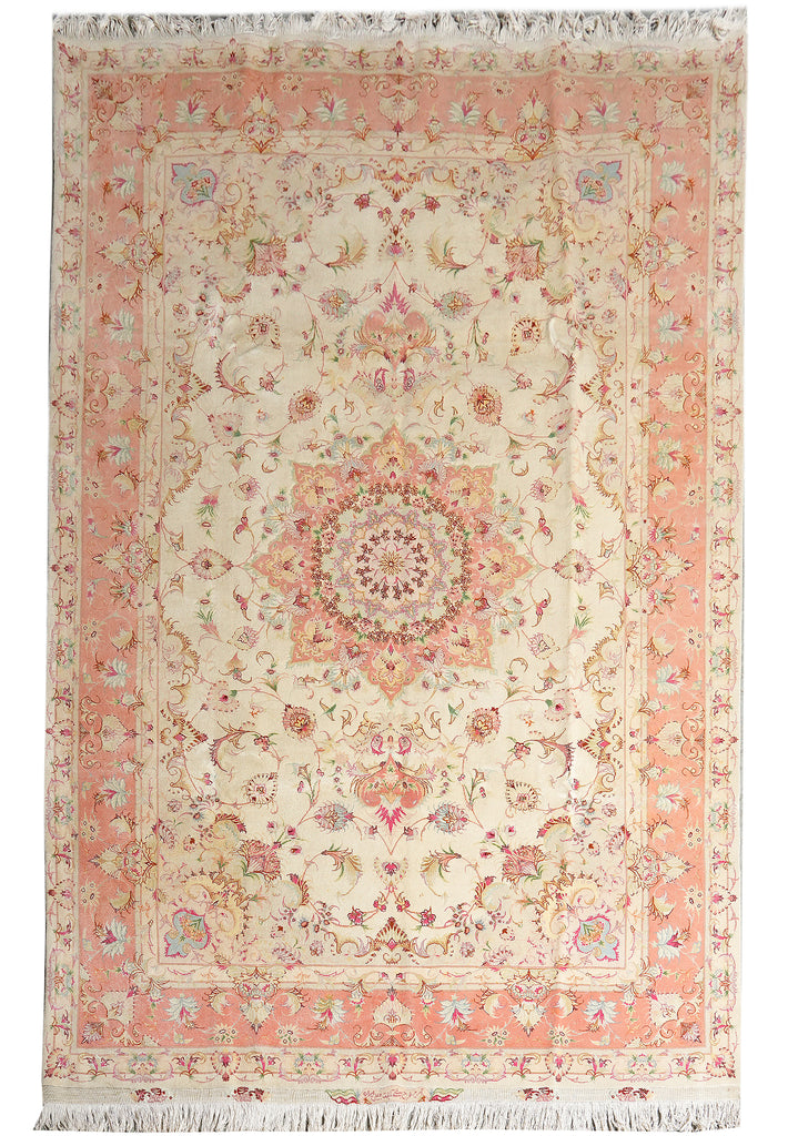 6.9 x 10.6 SIGNED Super Fine Quality Wool and Silk Genuine Persian Tabriz Iran Rug IRAN 400 KPSI #B-78919