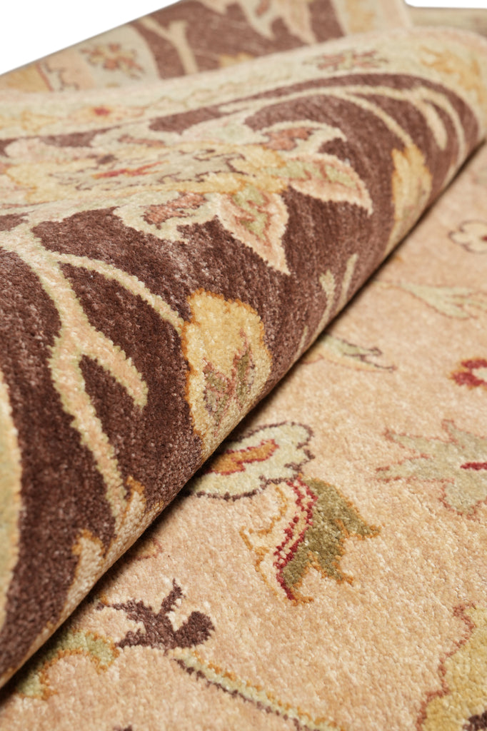 7.9 x 9.9 Natural Wool Hand-Knotted Rug Tan Brown #PIX-14093