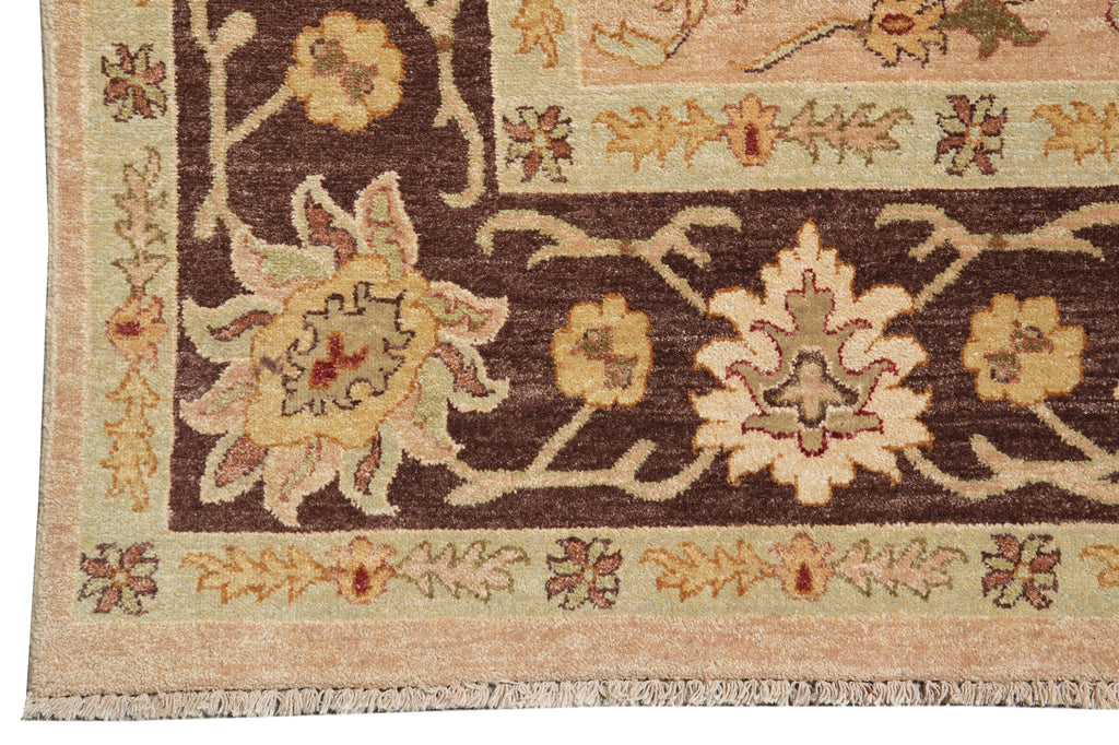 7.9 x 9.9 Natural Wool Hand-Knotted Rug Tan Brown #PIX-14093