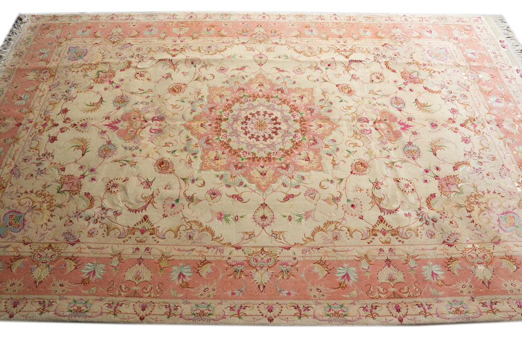6.9 x 10.6 SIGNED Super Fine Quality Wool and Silk Genuine Persian Tabriz Iran Rug IRAN 400 KPSI #B-78919