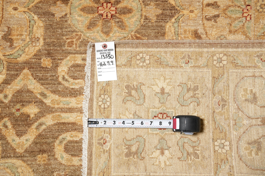 8 x 9.9 Natural  Brown Chotan Carpet Wool Handmade Rug #PIX-13550
