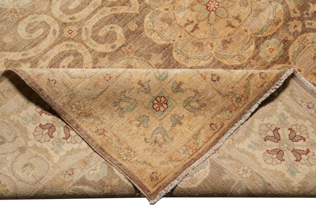 8 x 9.9 Natural  Brown Chotan Carpet Wool Handmade Rug #PIX-13550