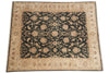 Load image into Gallery viewer, 8 x 9.8  Charcoal Black Natural Wool Chobi Peshawar Rug