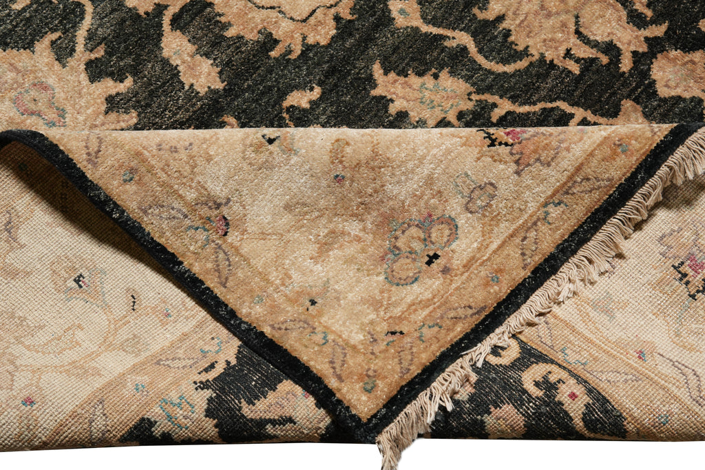 8 x 9.8  Charcoal Black Natural Wool Chobi Peshawar Rug #PIX-804-66