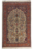 Load image into Gallery viewer, A traditional oriental rug with an intricate floral pattern, featuring a large central medallion, detailed borders, and white fringe on the top and bottom.