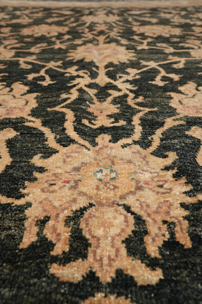 8 x 9.8  Charcoal Black Natural Wool Chobi Peshawar Rug #PIX-804-66