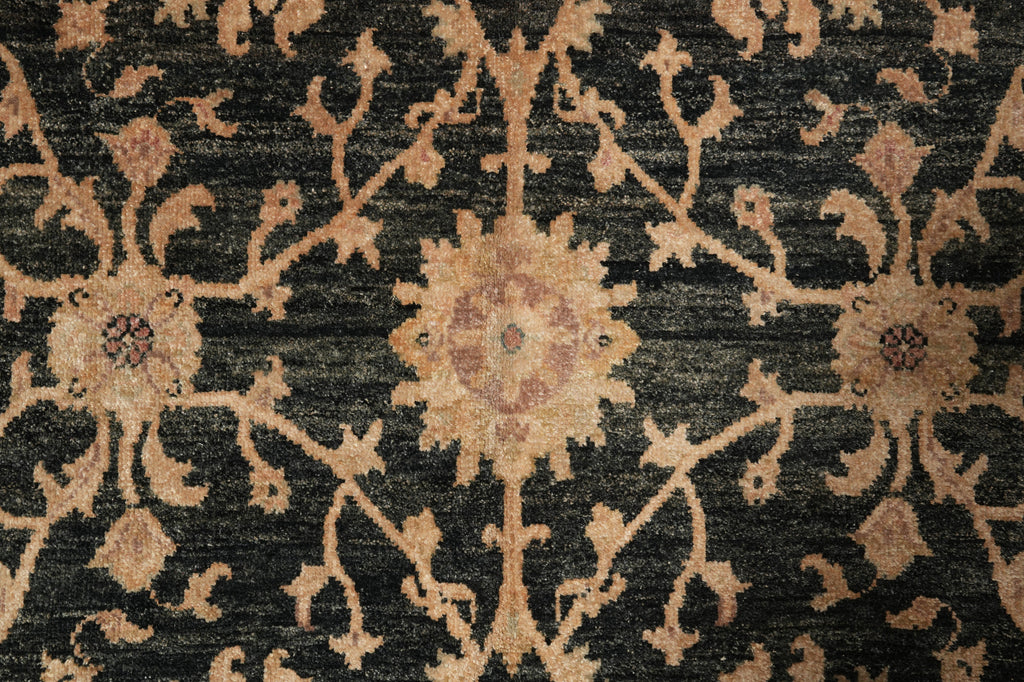 8 x 9.8  Charcoal Black Natural Wool Chobi Peshawar Rug #PIX-804-66