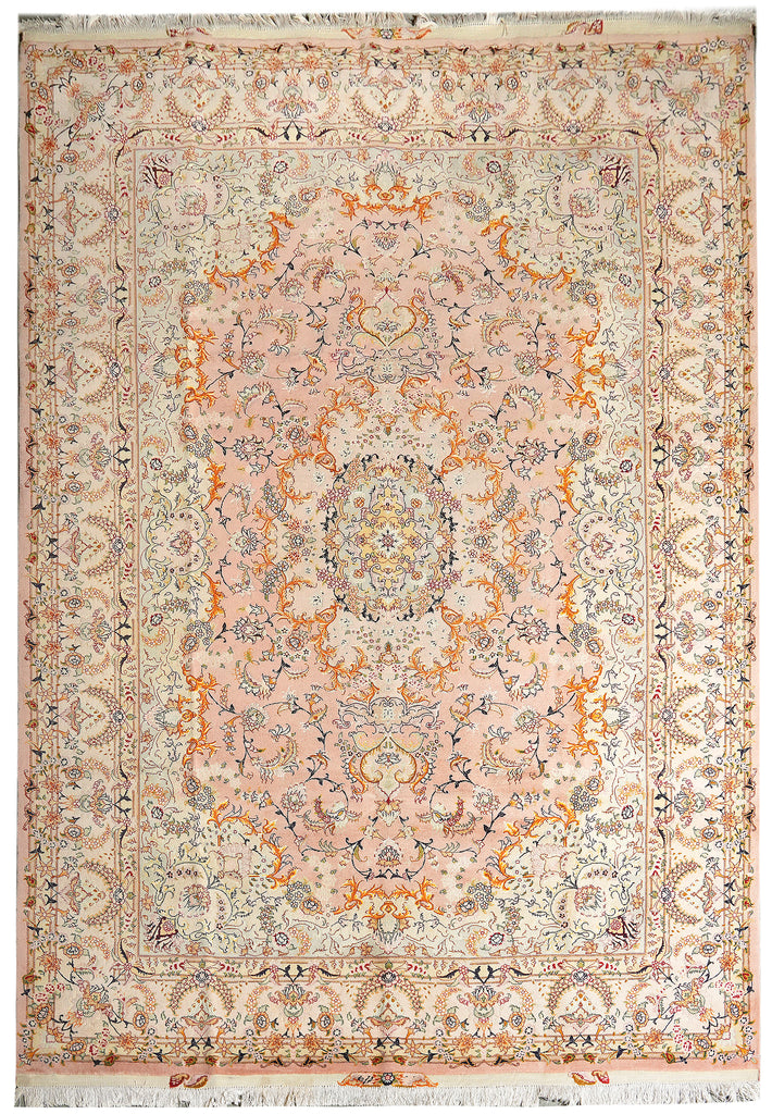 6.9 x 9.9 High Quality SIGNED Persian Carpet Iran Tabriz Rug Wool and Silk 400 KPSI #PIX-26544