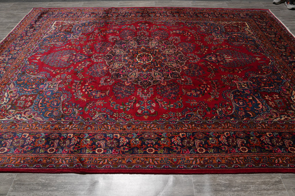 9.8 x 12.4 Persian Pre Owned Mashad Sabzevar Rug Liquidation Sale #F-4565
