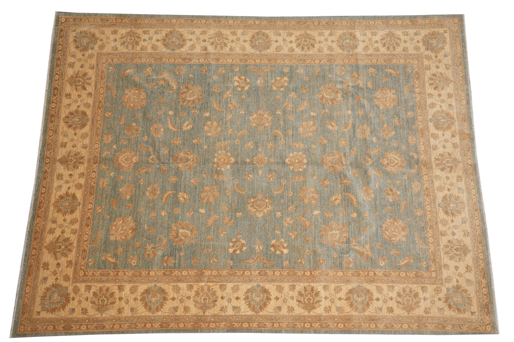 9 x 12 Light Aqua Green Handmade Rug #PIX-17458